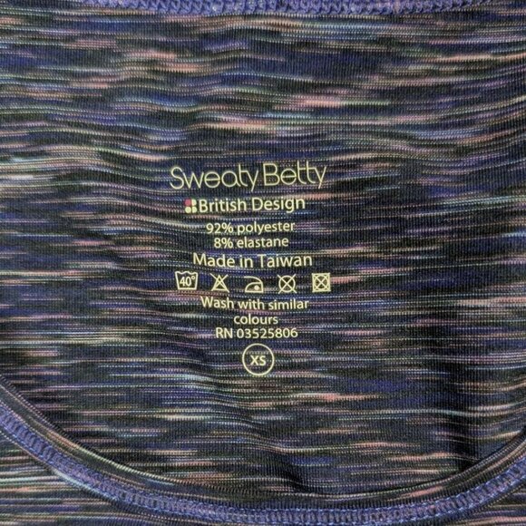 Sweaty Betty Tank Space Dye Seamless Ruched Multicolor Pattern Blue Womens XS - Picture 3 of 7